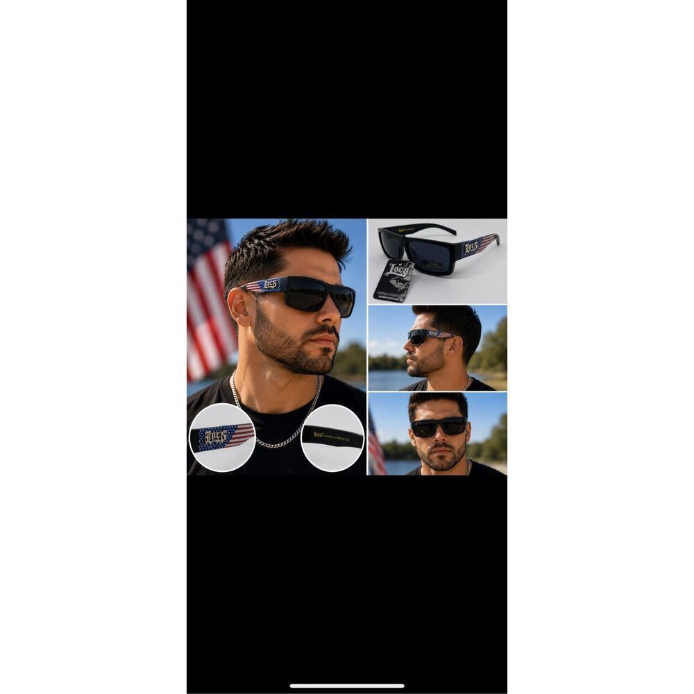 Locs Patriotic American Flag Black Sunglasses UV Protection Shades